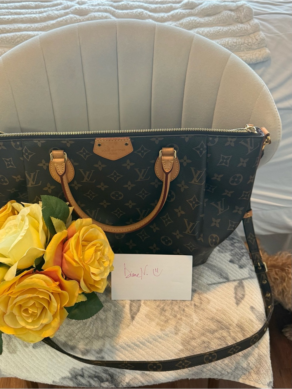 Louis Vuitton Monogram Canvas Tote with Vachetta Trim in Brown and Tan